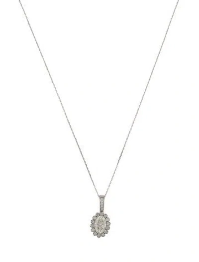 Pre-owned Necklace 14k 1.29ctw Lab-grown Diamond Halo Pendant , 18" In Multi