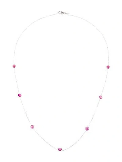 Pre-owned Necklace 14k 1.29ctw Ruby Station , 16" In Multi