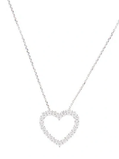 Pre-owned Necklace 14k 1.30ctw Diamond Open Heart Pendant, 16.25" In Multi