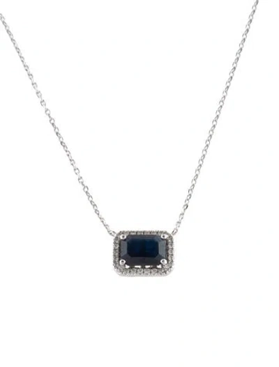 Pre-owned Necklace 14k 1.31ct Sapphire & Diamond Pendant , 18" In Blue