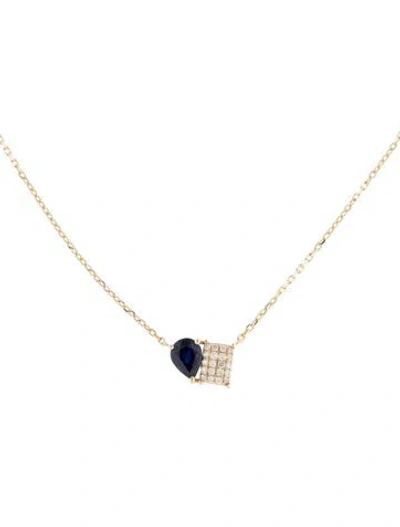 Pre-owned Necklace 14k 1.31ct Sapphire & Diamond Pendant , 18" In Multi