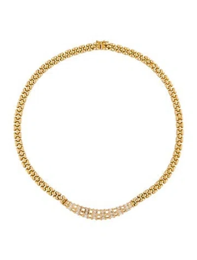 Pre-owned Necklace 14k 1.32ctw Diamond Curved Pendant Collar , 18" In Multi