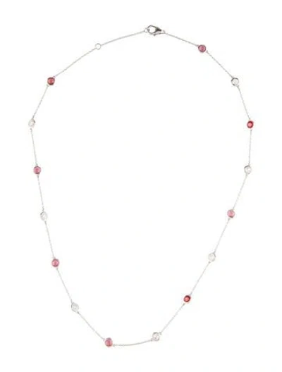 Pre-owned Necklace 14k 1.40ct Ruby & Diamond Station , 16" In Multi