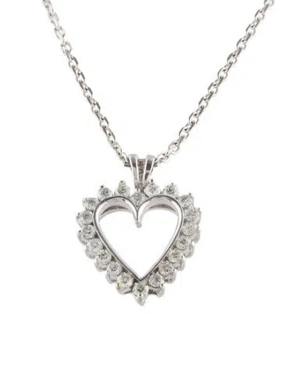 Pre-owned Necklace 14k 1.40ctw Diamond Heart Pendant , 16.5" In Multi