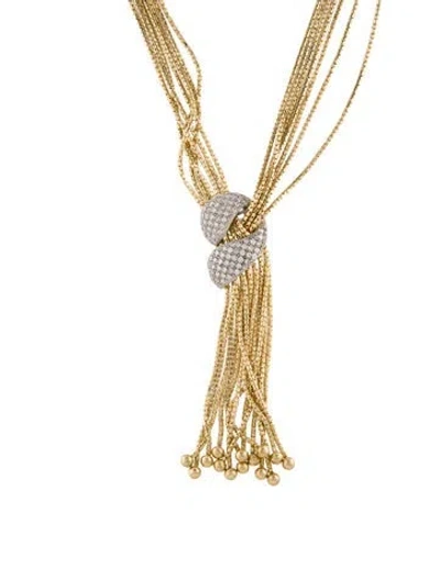 Pre-owned Necklace 14k 1.40ctw Diamond Multistrand Lariat , 19"