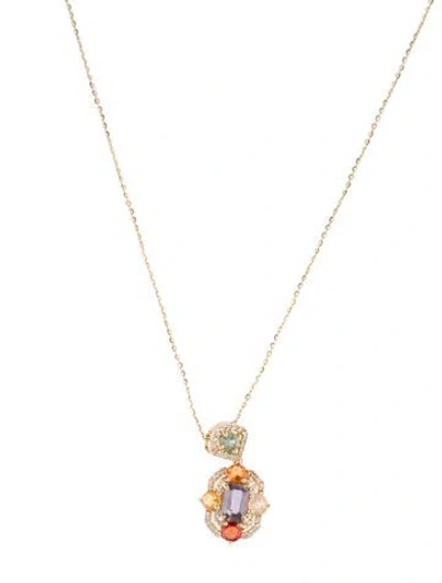 Pre-owned Necklace 14k 1.40ctw Sapphire Pendant , 18" In Multi