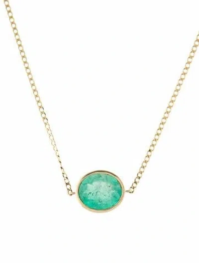 Pre-owned Necklace 14k 14.33ct Colombian Emerald Pendant , 17" In Multi