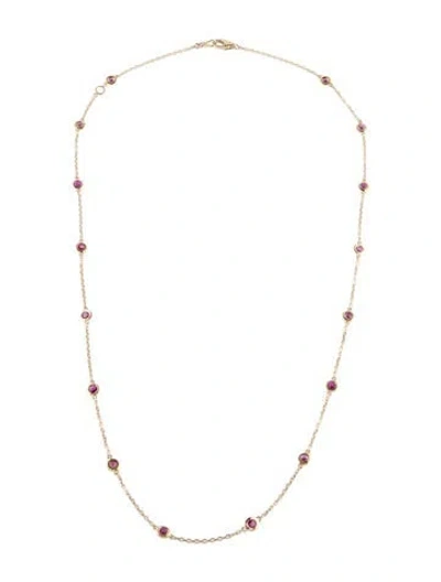 Pre-owned Necklace 14k 1.44ctw Ruby Station , 20" In Multi