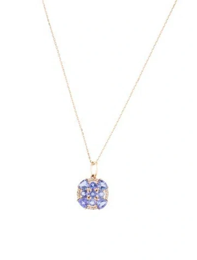 Pre-owned Necklace 14k 1.45ctw Tanzanite & Sapphire Pendant , 18" In Multi