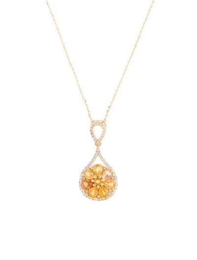 Pre-owned Necklace 14k 1.46ctw Sapphire Pendant , 18" In Multi