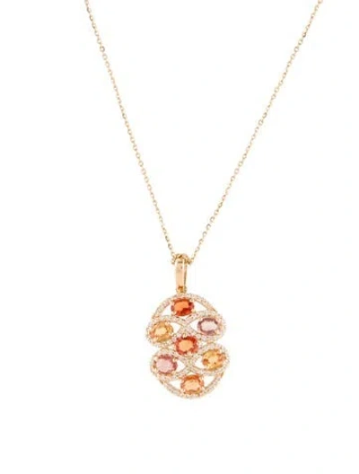 Pre-owned Necklace 14k 1.46ctw Sapphire Pendant , 18" In Multi