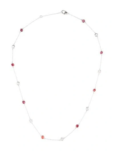 Pre-owned Necklace 14k 1.48ctw Ruby & Diamond Station , 16" In Multi