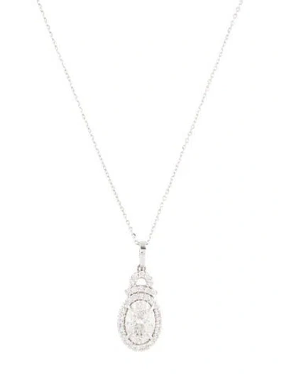 Pre-owned Necklace 14k 1.49ct Lab-grown Diamond Halo Pendant , 18" In Multi