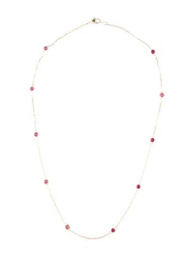 Pre-owned Necklace 14k 1.49ctw Ruby Station , 17.75" In Multi