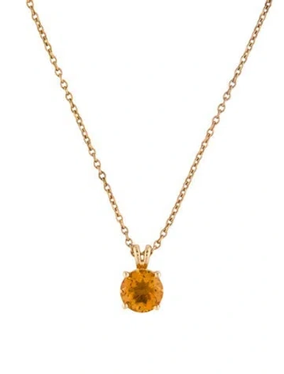 Pre-owned Necklace 14k 1.50ctw Citrine Pendant , 17" In Multi
