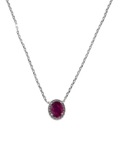 Pre-owned Necklace 14k 1.51ctw Ruby & Diamond Pendant , 18" In Multi