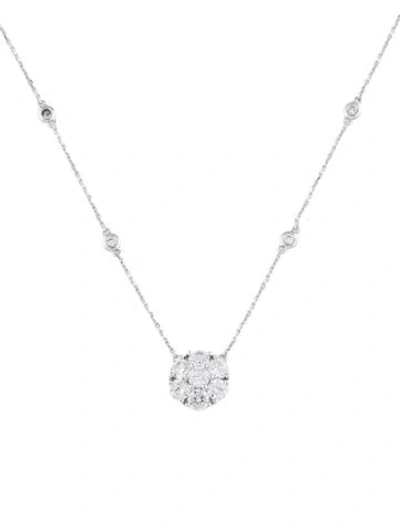 Pre-owned Necklace 14k 1.52tw Diamond Pendant Station , 15.5" In Multi