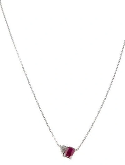 Pre-owned Necklace 14k 1.53ct Ruby & Diamond Pendant , 18" In Multi