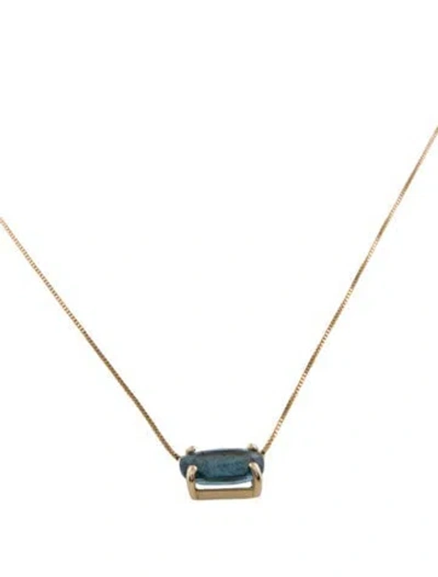 Pre-owned Necklace 14k 1.54ctw Aquamarine Pendant , 16.75" In Multi