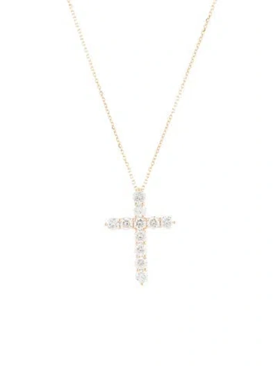 Pre-owned Necklace 14k 1.60ctw Lab-grown Diamond Cross Pendant  W/ Tags, 19" In Multi