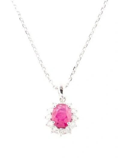 Pre-owned Necklace 14k 1.61ct Ruby & Diamond Pendant , 18" In Multi