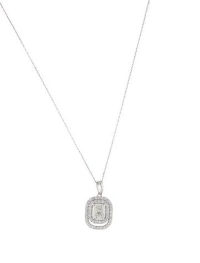 Pre-owned Necklace 14k 1.62ctw Lab-grown Diamond Halo Pendant, 18" In Multi