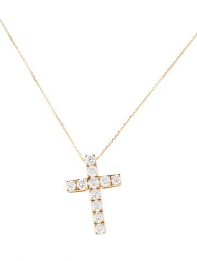 Pre-owned Necklace 14k 1.65ctw Diamond Cross Pendant , 18" In Multi