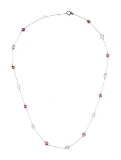 Pre-owned Necklace 14k 1.70ct Ruby & Diamond Station , 16" In Multi
