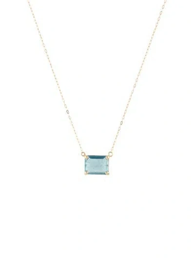 Pre-owned Necklace 14k 1.73ct Aquamarine Pendant , 18" In Multi