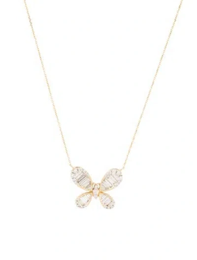 Pre-owned Necklace 14k 1.78ctw Diamond Butterfly Pendant , 18" In Multi