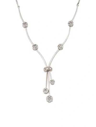 Pre-owned Necklace 14k 1.83ctw Diamond Clusters Y Pendant , 18" In Multi