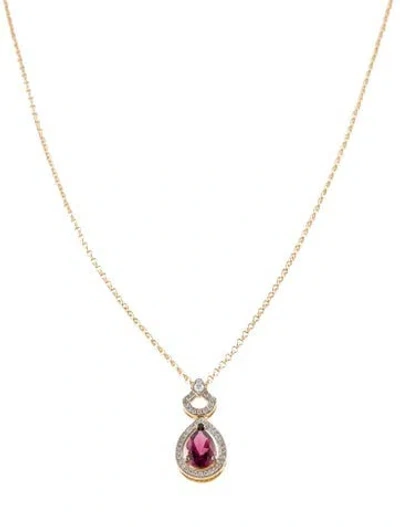 Pre-owned Necklace 14k 1.86ct Tourmaline & Diamond Pendant , 18" In Multi