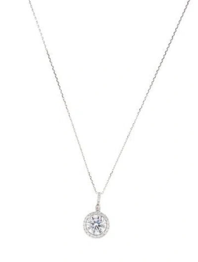 Pre-owned Necklace 14k 1.88ctw Lab-grown Diamond Halo Pendant , 18" In Multi
