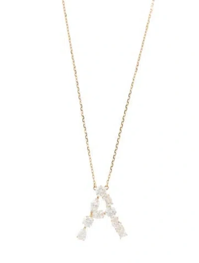 Pre-owned Necklace 14k 1.89ctw Lab-grown Diamond 'a' Initial Pendant , 17.75" In Multi