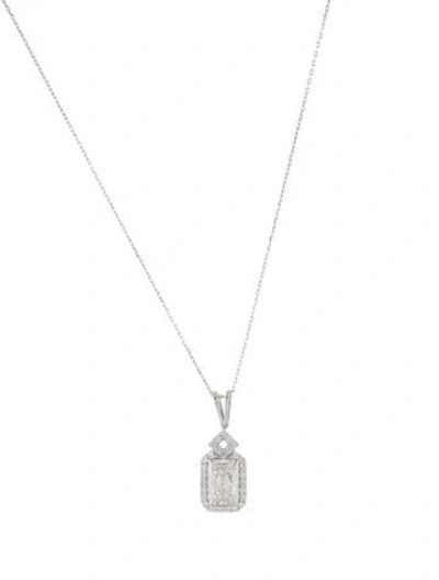 Pre-owned Necklace 14k 1.90ctw Lab-grown Diamond Halo Set Pendant, 18" In Multi