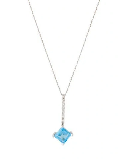 Pre-owned Necklace 14k 1.95ctw Topaz & Diamond Pendant , 20" In Multi