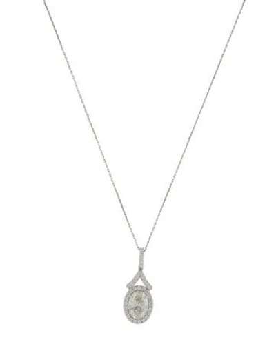 Pre-owned Necklace 14k 1.97ctw Lab-grown Diamond Halo Pendant , 18" In Multi