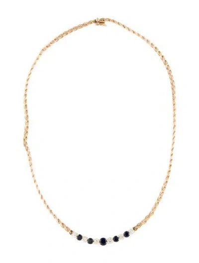 Pre-owned Necklace 14k 1.97ctw Sapphire & Diamond Collar , 16.5" In Multi