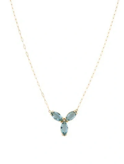 Pre-owned Necklace 14k 1.98ctw Aquamarine Pendant , 18.5" In Multi