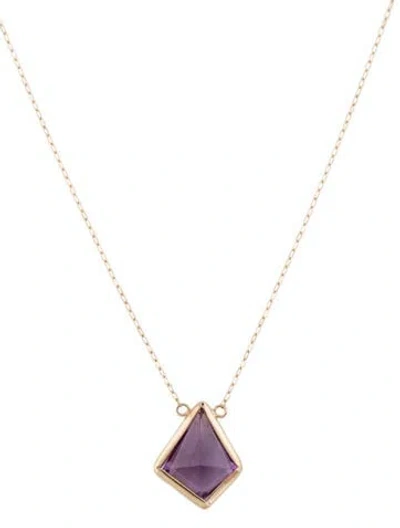 Pre-owned Necklace 14k 1.99ct Amethyst Pendant , 18" In Multi