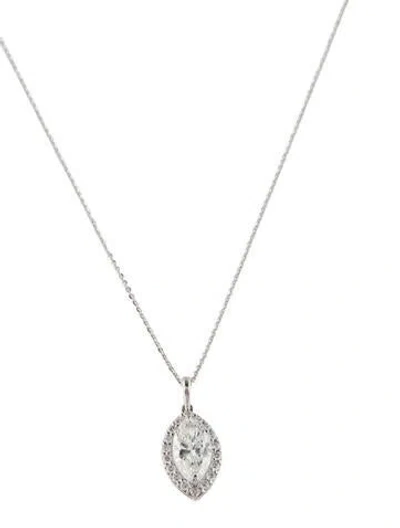 Pre-owned Necklace 14k 2.00ct Lab-grown Diamond Halo Pendant , 18" In Multi