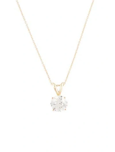 Pre-owned Necklace 14k 2.00ct Lab-grown Diamond Solitaire Pendant , 17.75" In Multi