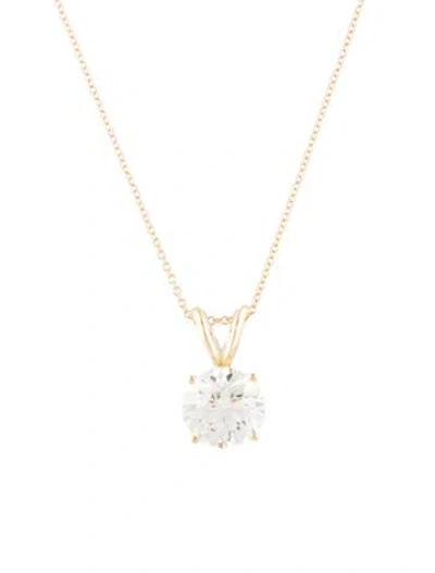 Pre-owned Necklace 14k 2.00ct Lab-grown Diamond Solitaire Pendant , 17.75" In Multi