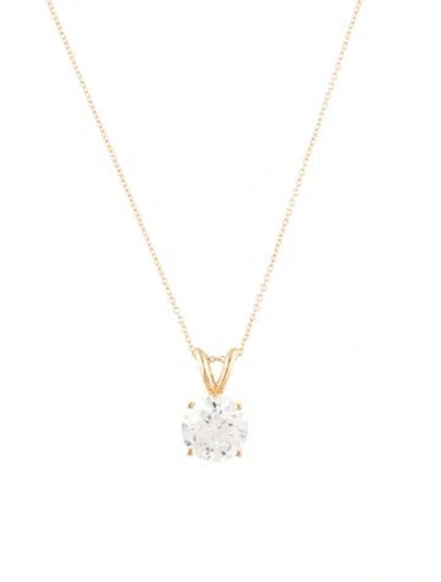 Pre-owned Necklace 14k 2.00ct Lab-grown Diamond Solitaire Pendant , 17.75" In Multi