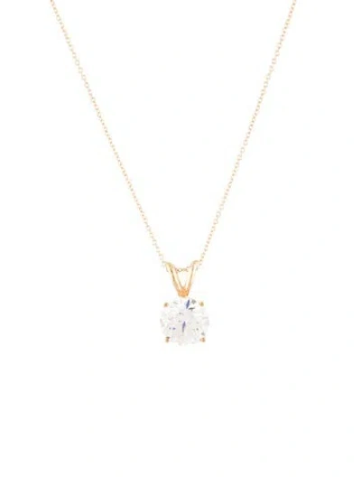 Pre-owned Necklace 14k 2.00ct Lab-grown Diamond Solitaire Pendant , 17.75" In Multi