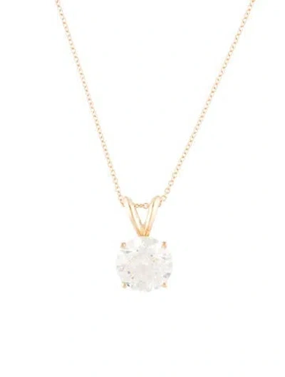 Pre-owned Necklace 14k 2.00ct Lab-grown Diamond Solitaire Pendant , 17.75" In Multi