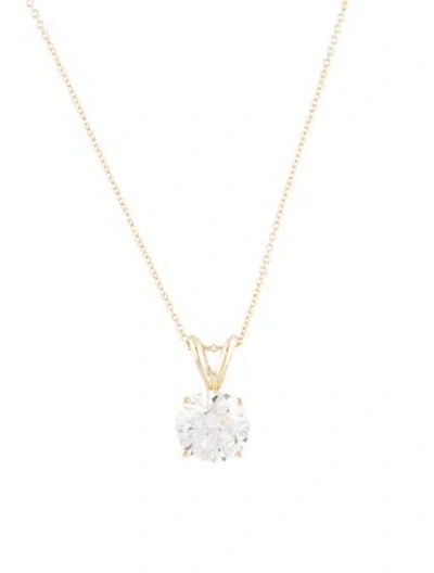 Pre-owned Necklace 14k 2.00ct Lab-grown Diamond Solitaire Pendant , 17.75" In Multi