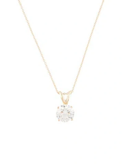 Pre-owned Necklace 14k 2.00ct Lab-grown Diamond Solitaire Pendant , 17.75" In Multi