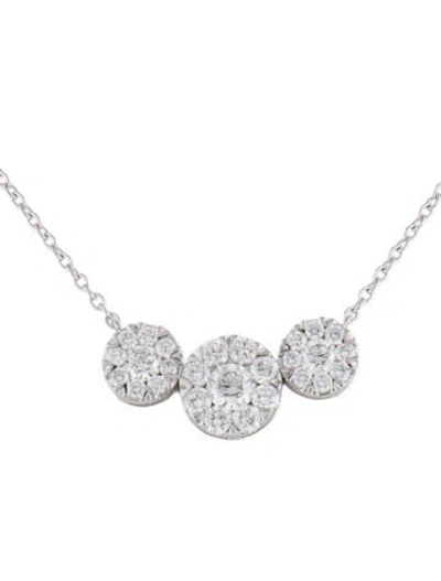 Pre-owned Necklace 14k 2.00ctw. Diamond Three Cluster Pendant , 18" In Multi