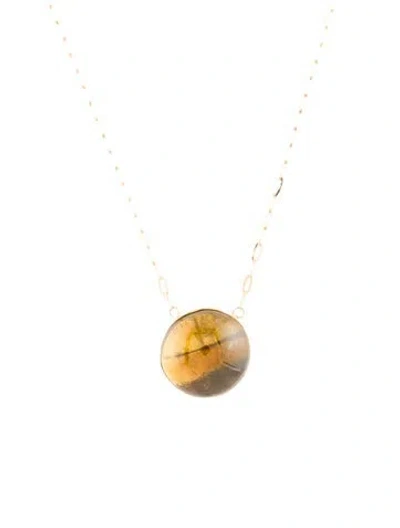 Pre-owned Necklace 14k 20.19ctw Chrysoberyl Pendant , 18.5" In Multi